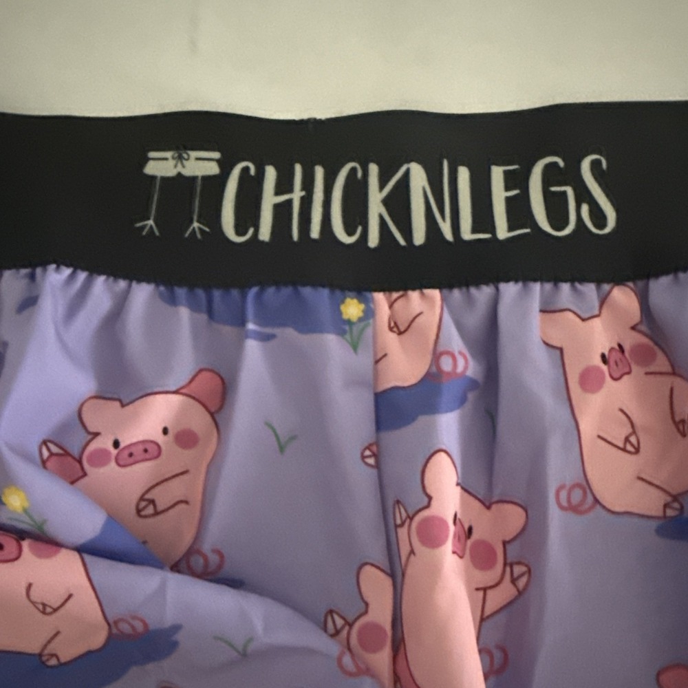 ChickenLegs Split Shorts Sz Medium Purple Piggies Running Lined NWT - Picture 3 of 6